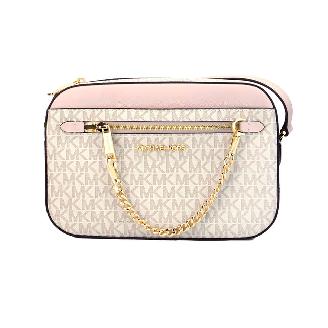 Michael Kors Saffiano Leather Chain Zip Crossbody Handbag