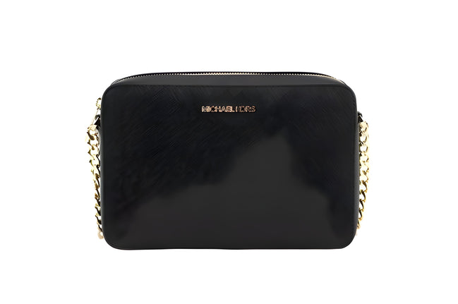 Michael Kors Black Saffiano Leather Jet Set Crossbody Bag