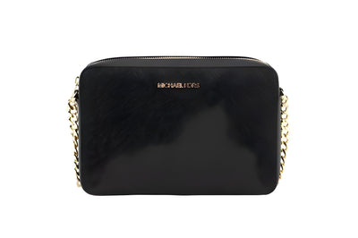 Michael Kors Black Saffiano Leather Jet Set Crossbody Bag