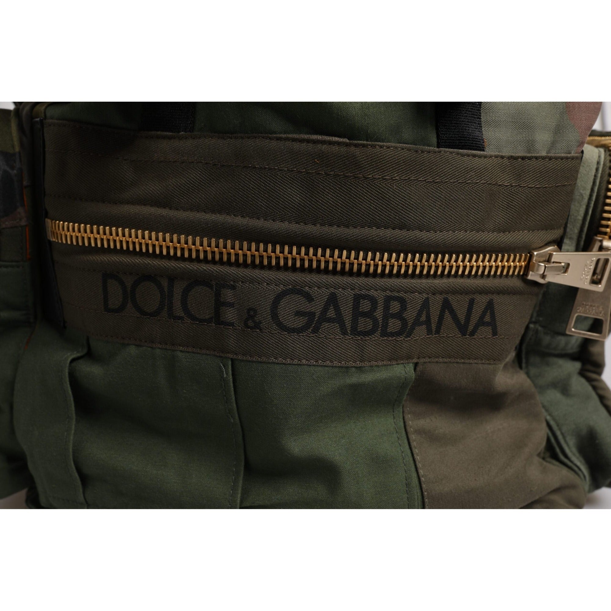 Sac à dos de voyage Dolce & Gabbana vert militaire patchwork