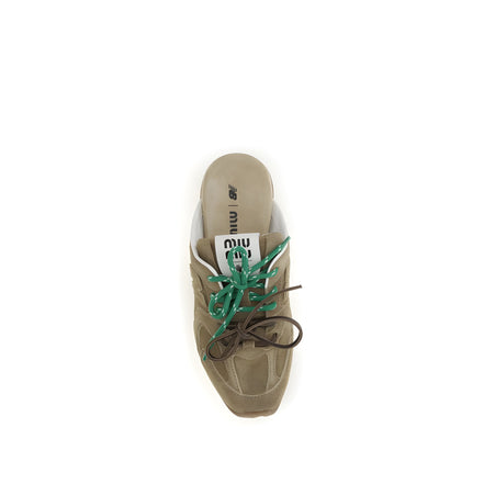 Miu Miu Beige Calf Leather Athletic Sneakers