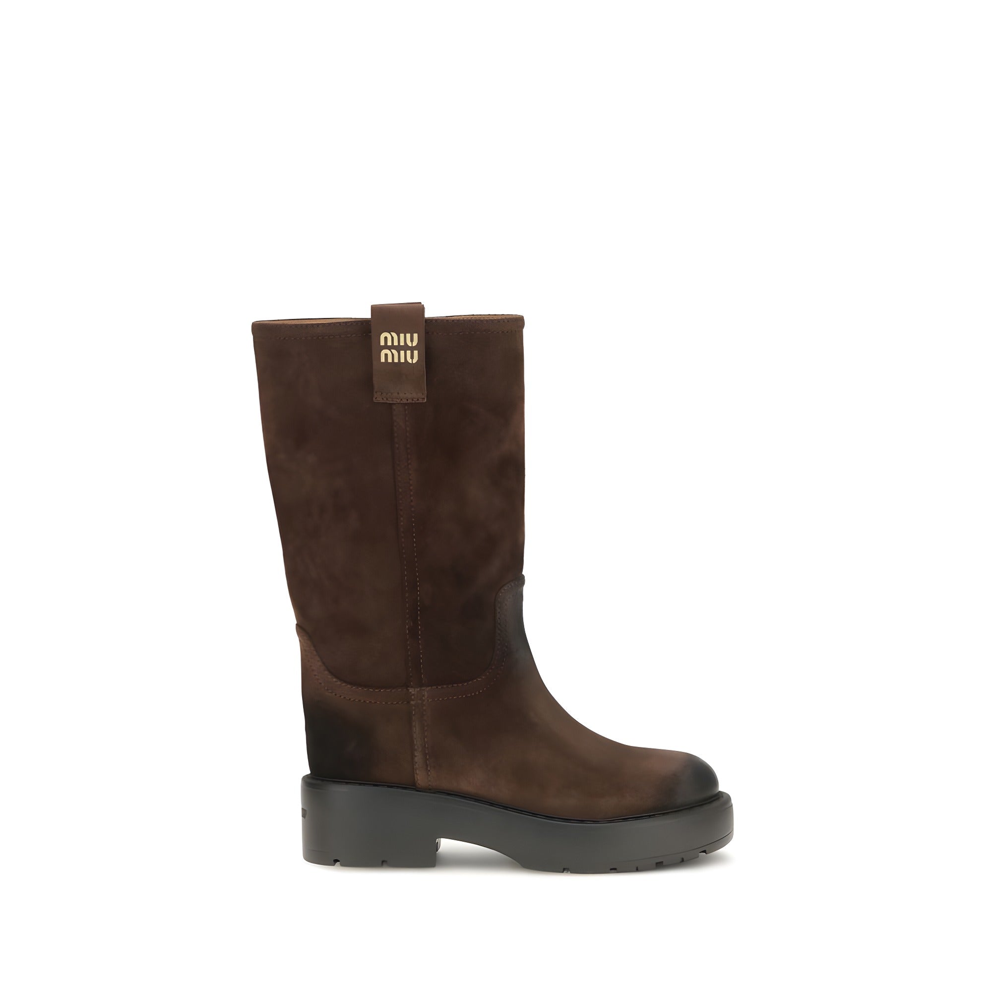 Miu Miu Brown Calf Leather Ankle Boots