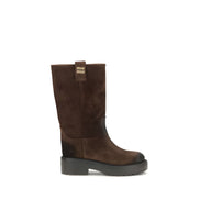 Miu Miu Brown Calf Leather Ankle Boots