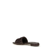 Miu Miu Brown Matelassé Lambskin Flat Sandals