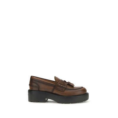 Miu Miu Brown Leather Platform Loafers