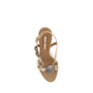 Sandales à talon aiguille Miu Miu en cuir de veau marron Bos Taurus