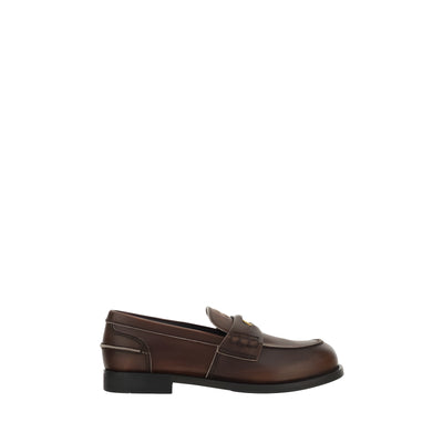 Miu Miu Brown Calf Leather Slip-On Loafers
