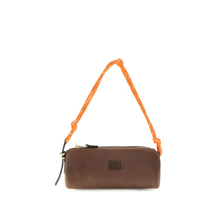 Miu Miu Brown Cotton Shoulder Bag