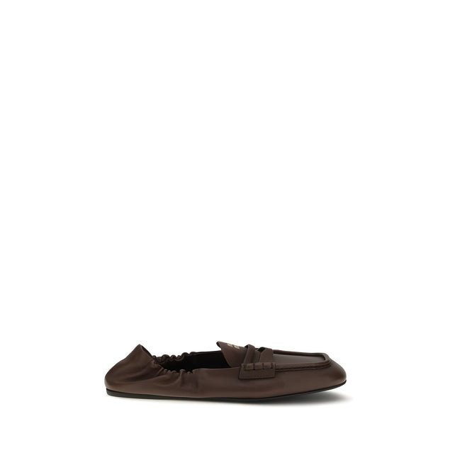 Miu Miu Brown Lamb Slip-On Loafers