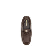 Miu Miu Brown Lamb Slip-On Loafers