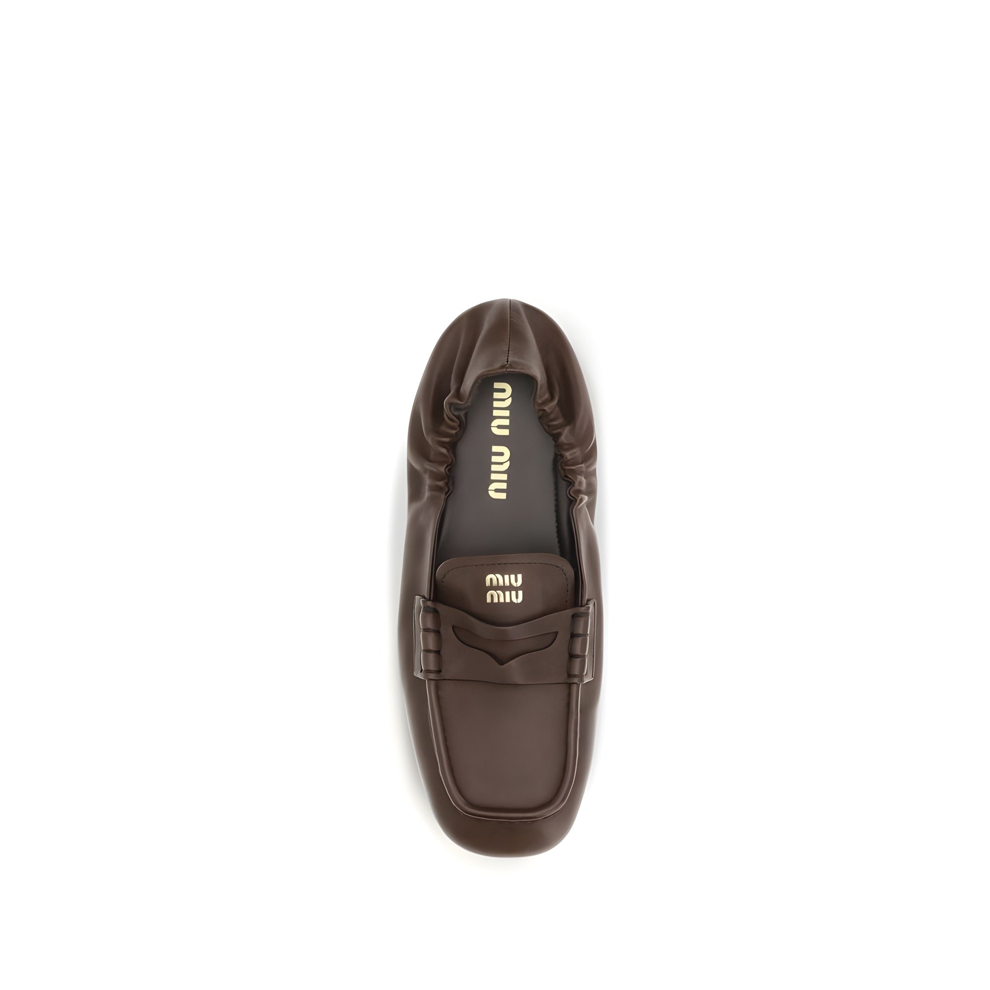 Miu Miu Brown Lamb Slip-On Loafers