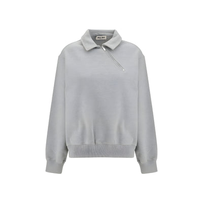 Sweat-shirt en coton gris Miu Miu