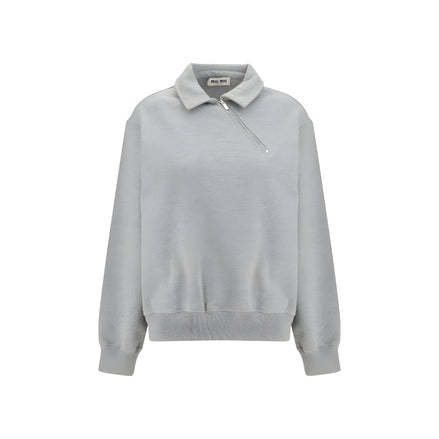Sweat-shirt en coton gris Miu Miu