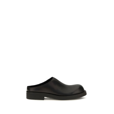 MM6 Black Calf Leather Mules
