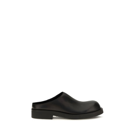 MM6 Black Calf Leather Mules
