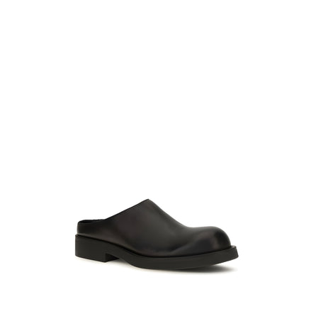 MM6 Black Calf Leather Mules