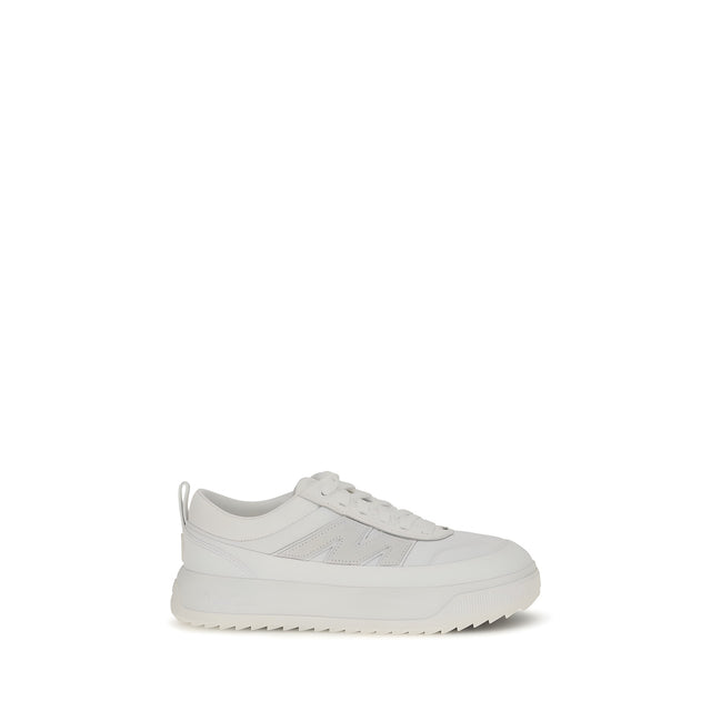 Moncler White Leather Athletic Sneakers