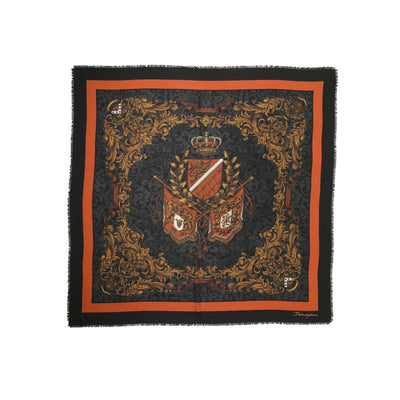 Écharpe Dolce & Gabbana en cachemire à imprimé armoiries multicolores pour homme, 272 cm x 132 cm