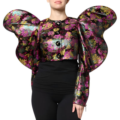 Dolce & Gabbana Multicolor Floral Jacquard Cropped Jacket
