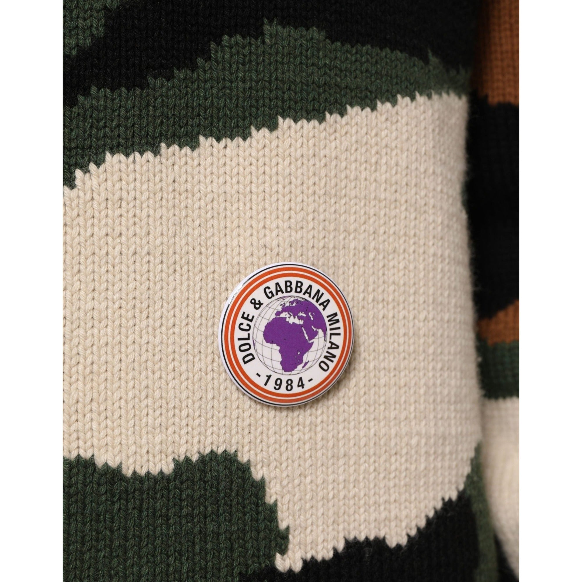 Dolce & Gabbana Multicolor Intarsia-Knit Camouflage Sweater