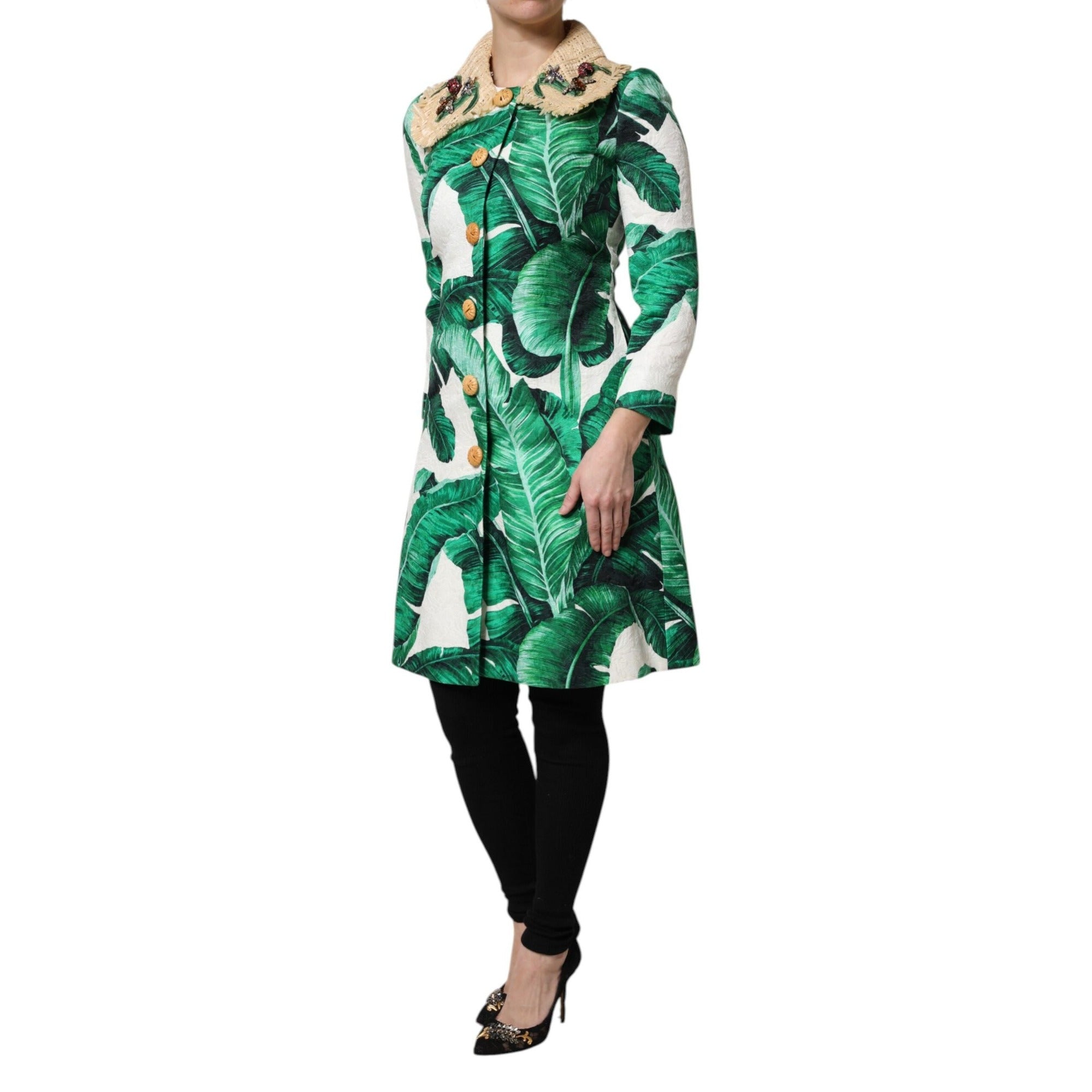 Veste Trench Dolce & Gabbana multicolore à imprimé feuilles et ornements