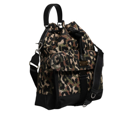 Sac seau Dolce & Gabbana en coton léopard multicolore
