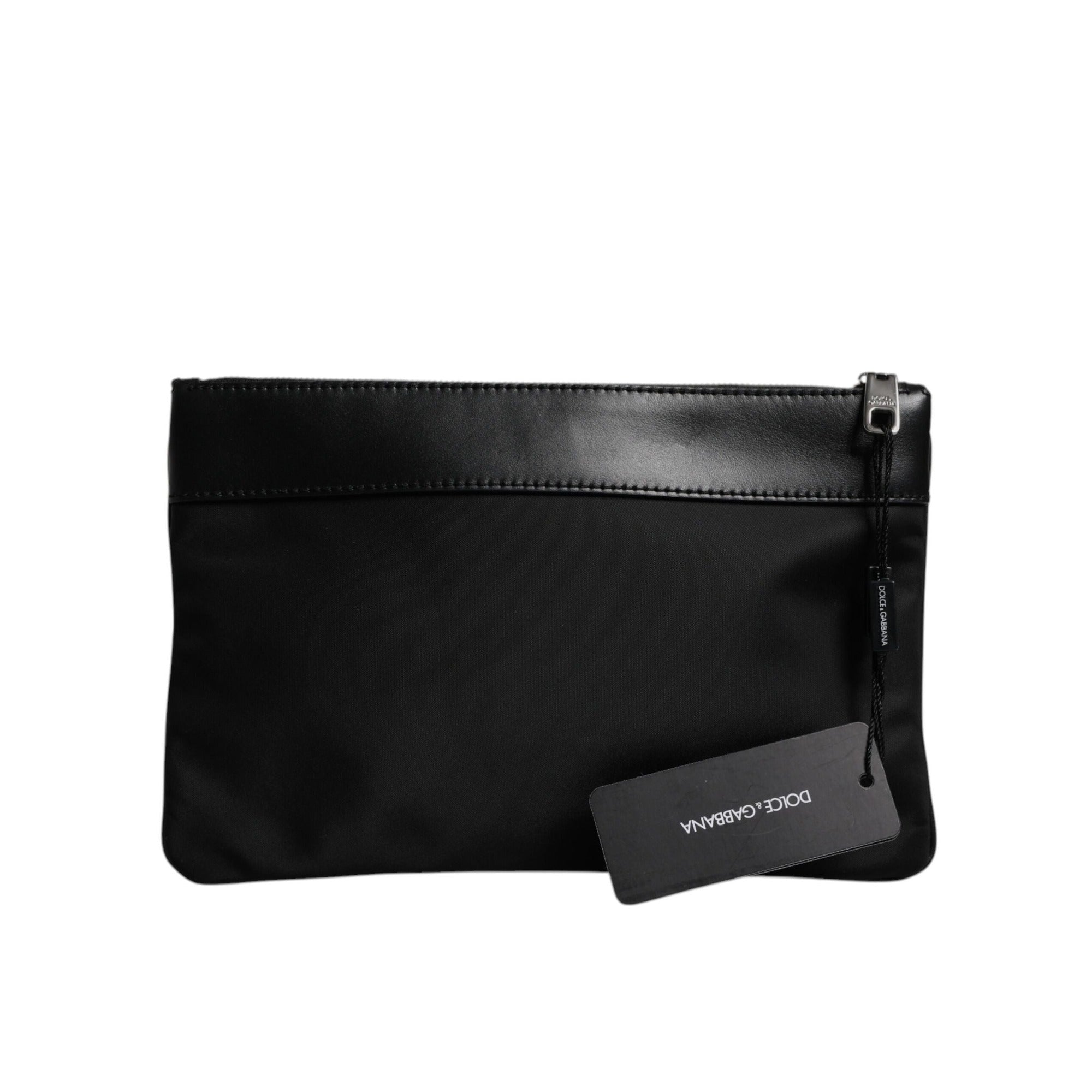 Sac pochette Dolce & Gabbana multicolore à motif léopard jacquard avec plaque logo