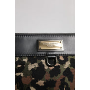 Sac pochette Dolce & Gabbana multicolore à motif léopard jacquard avec plaque logo
