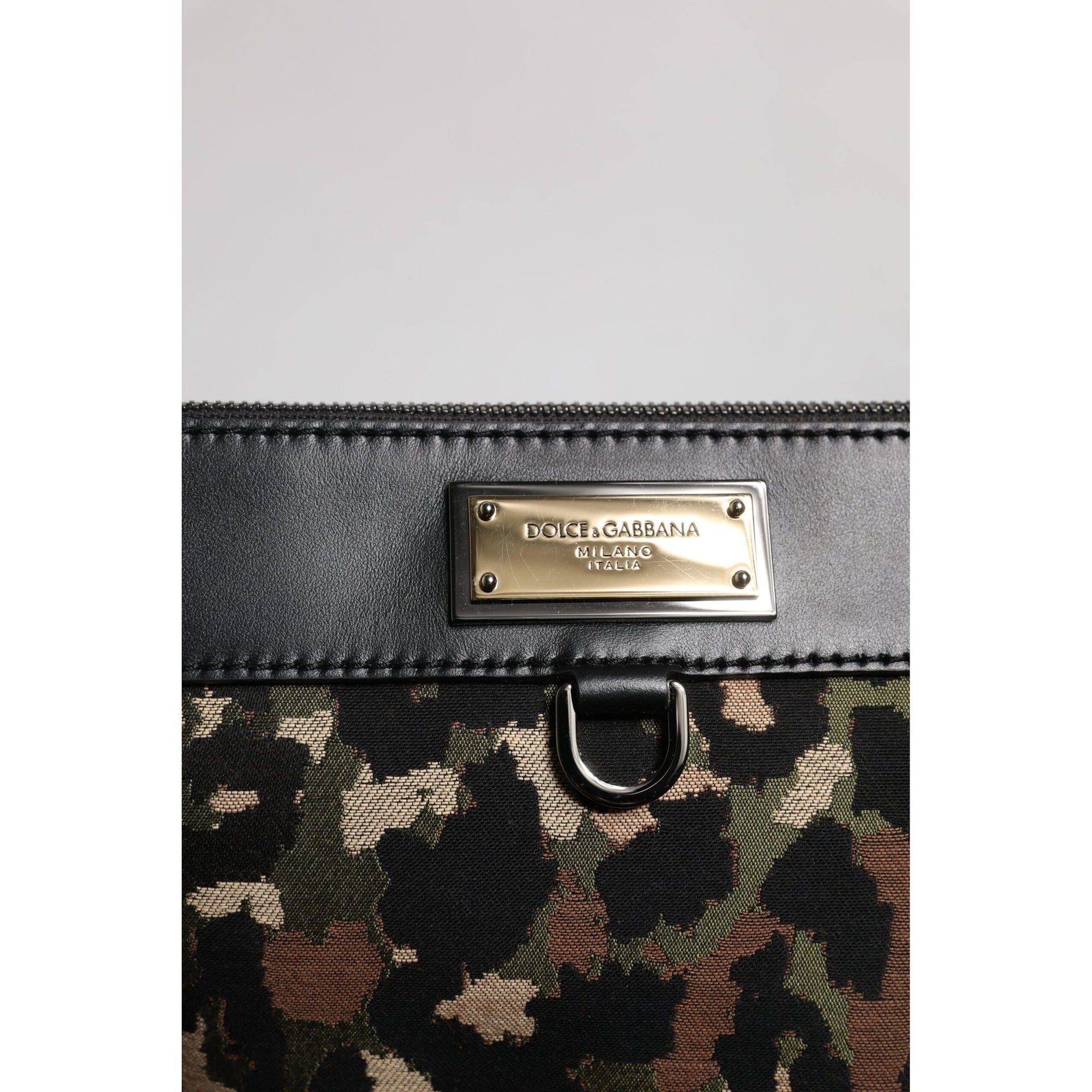 Sac pochette Dolce & Gabbana multicolore à motif léopard jacquard avec plaque logo