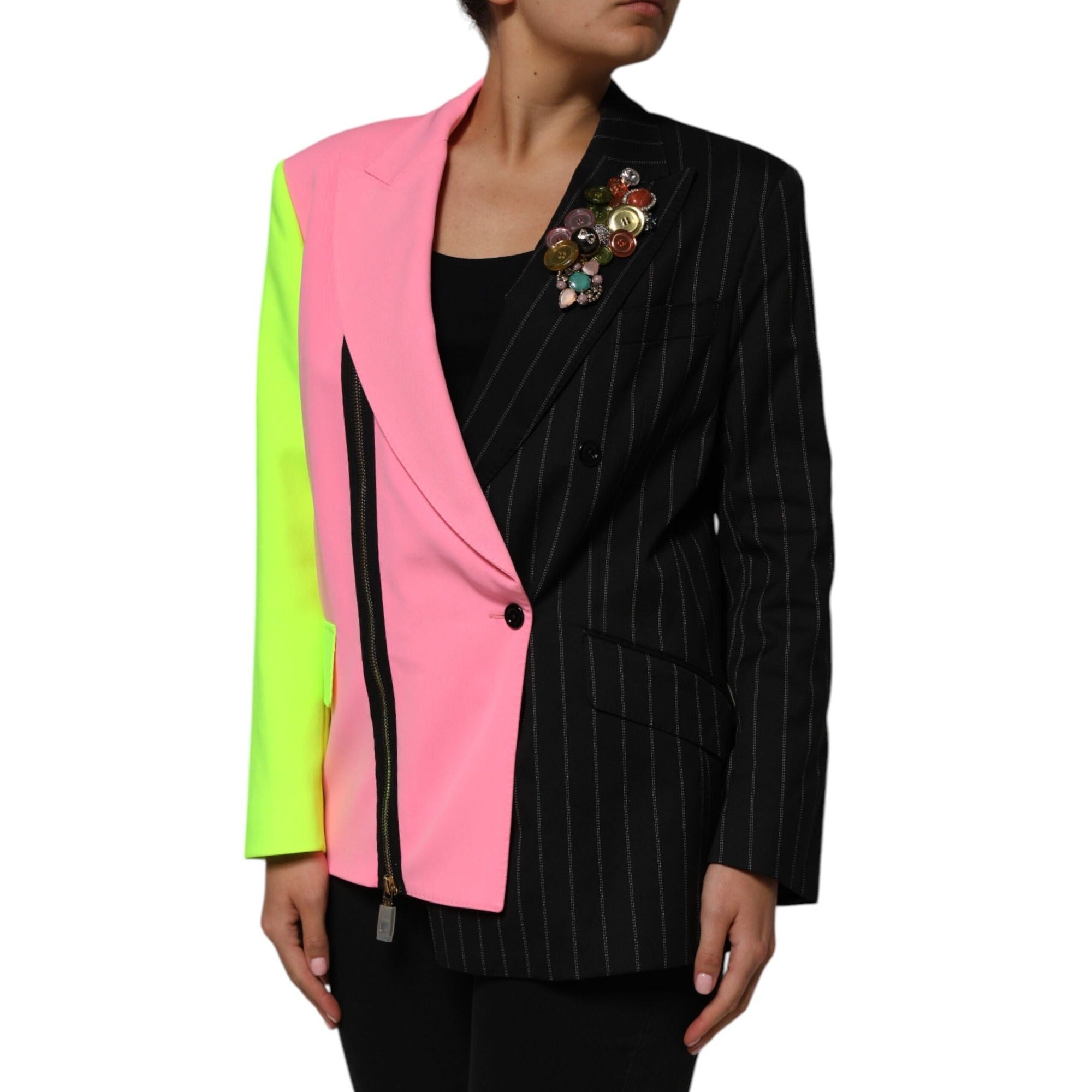 Veste-Manteau Ornée en Patchwork Multicolore Dolce & Gabbana