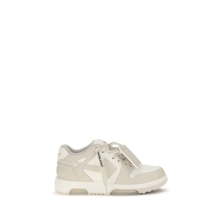 Off-White Beige Leather Low Top Sneakers