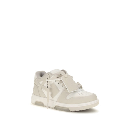 Off-White Beige Leather Low Top Sneakers