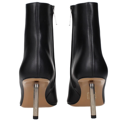 Off-White Black Leather Ankle Boots