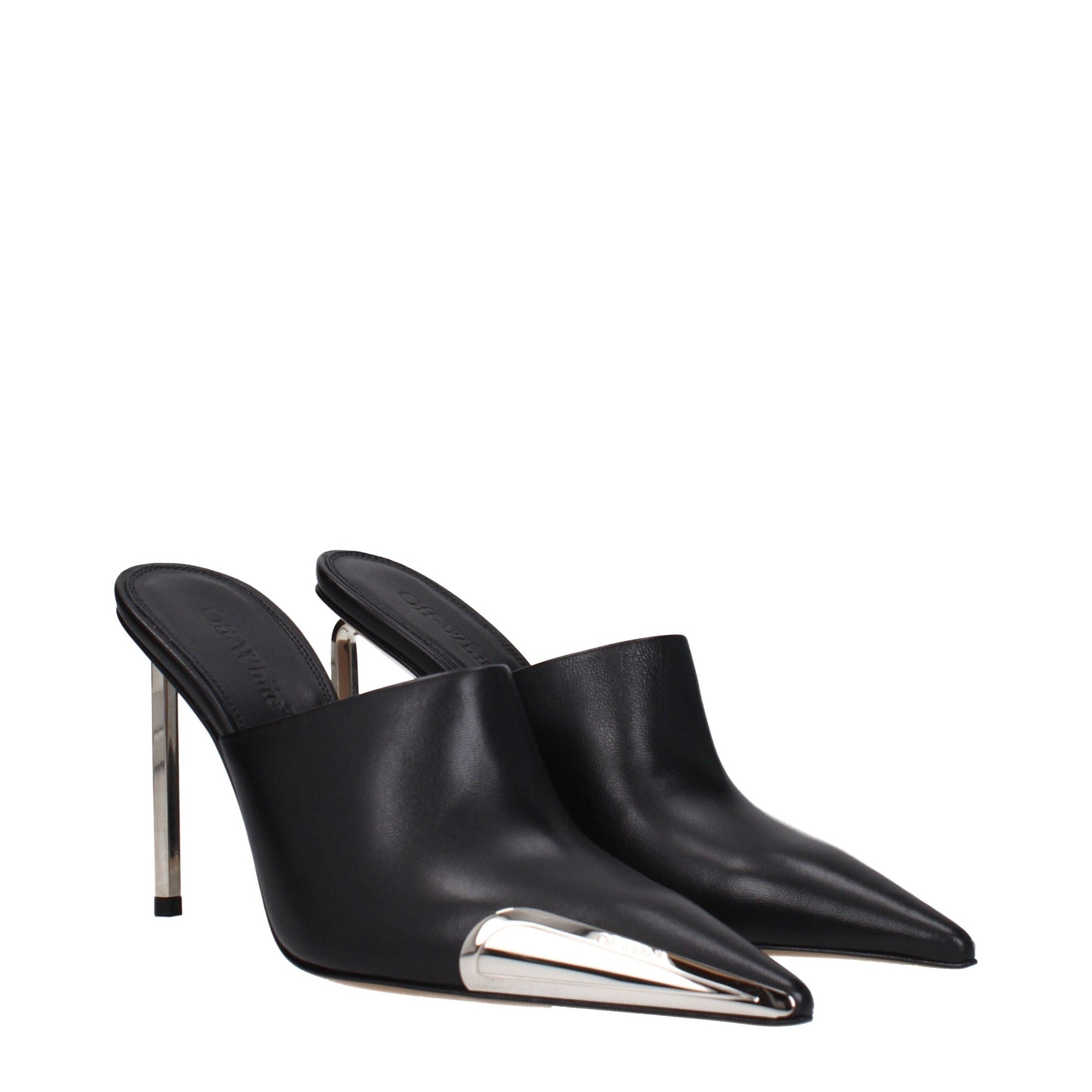 Off-White Black Leather High Heel Pumps