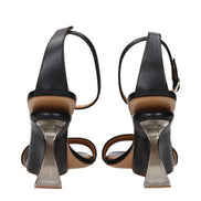 Off-White Black Leather Stiletto Heel Sandals
