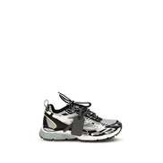 Off-White Gray Polyester Athletic Sneakers