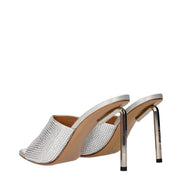 Off-White Grey Satin Stiletto Heel Sandals