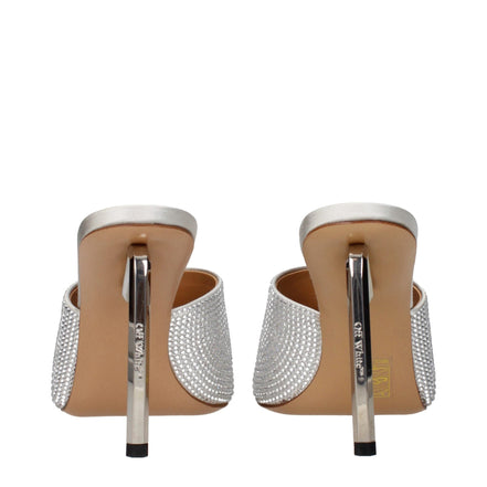 Off-White Grey Satin Stiletto Heel Sandals