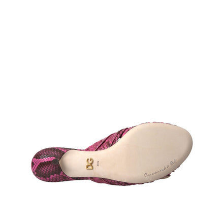 Dolce & Gabbana Pink Exotic Leather Kitten Heel Slides