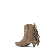 PINKO Beige Calf Leather Bos Taurus Ankle Boots