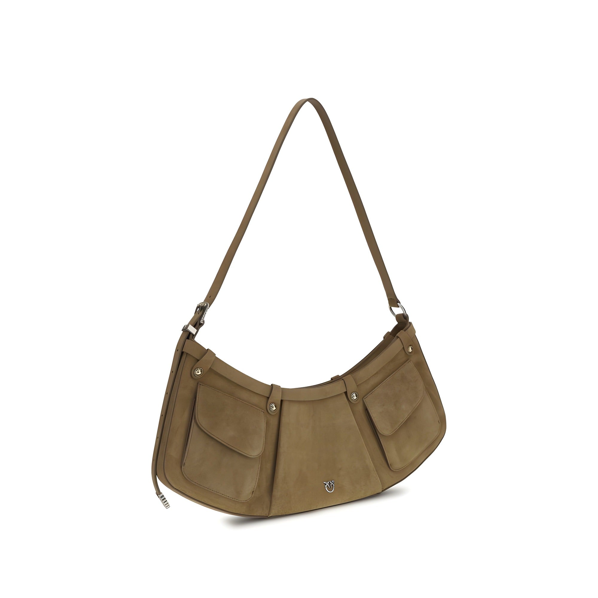 PINKO Beige Pocket Body Suede Shoulder Bag
