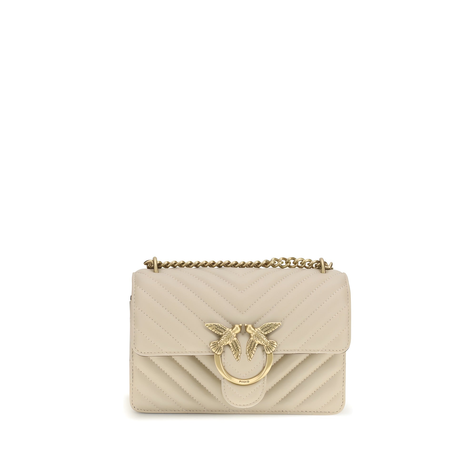 PINKO Beige Calf Leather Shoulder Bag