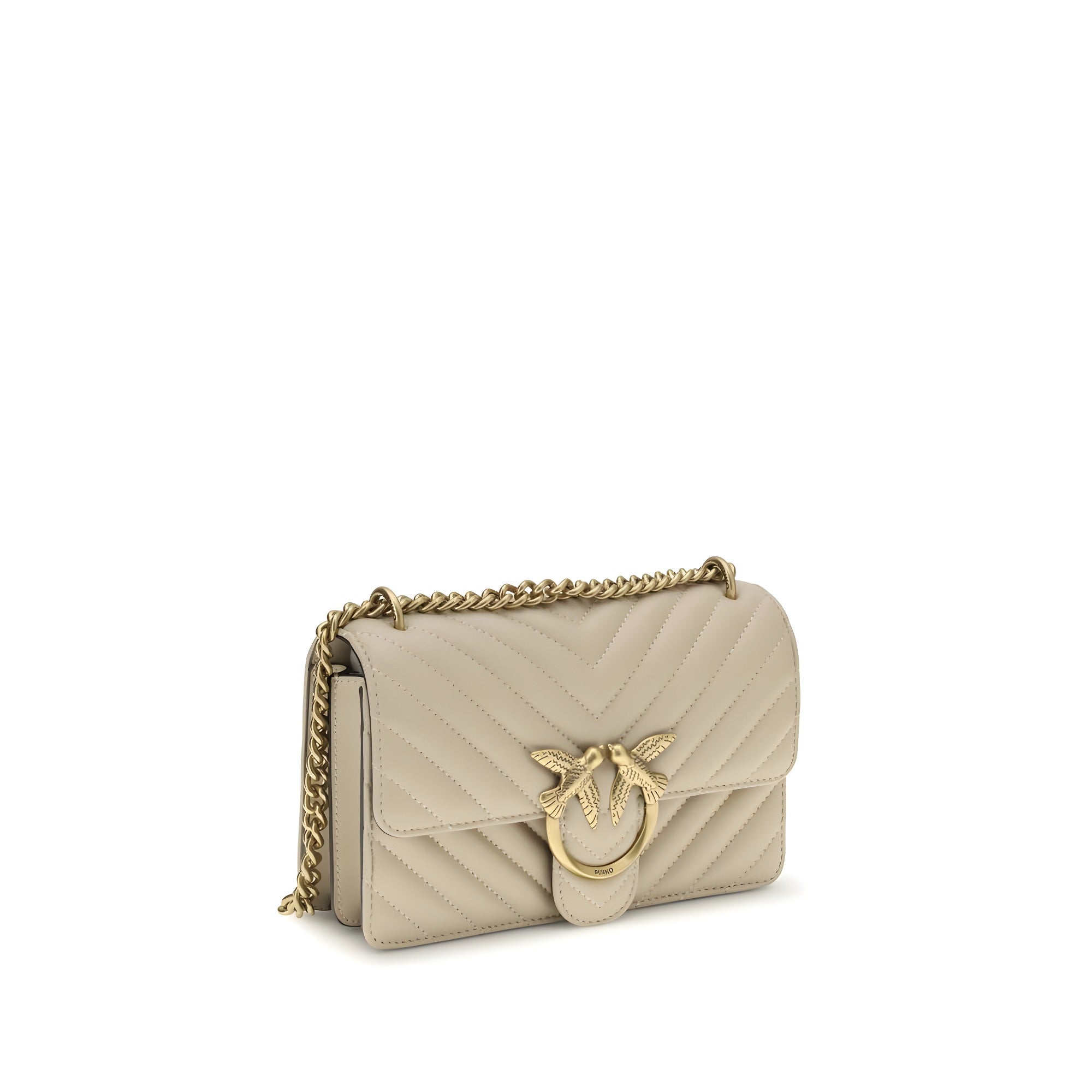 PINKO Beige Calf Leather Shoulder Bag