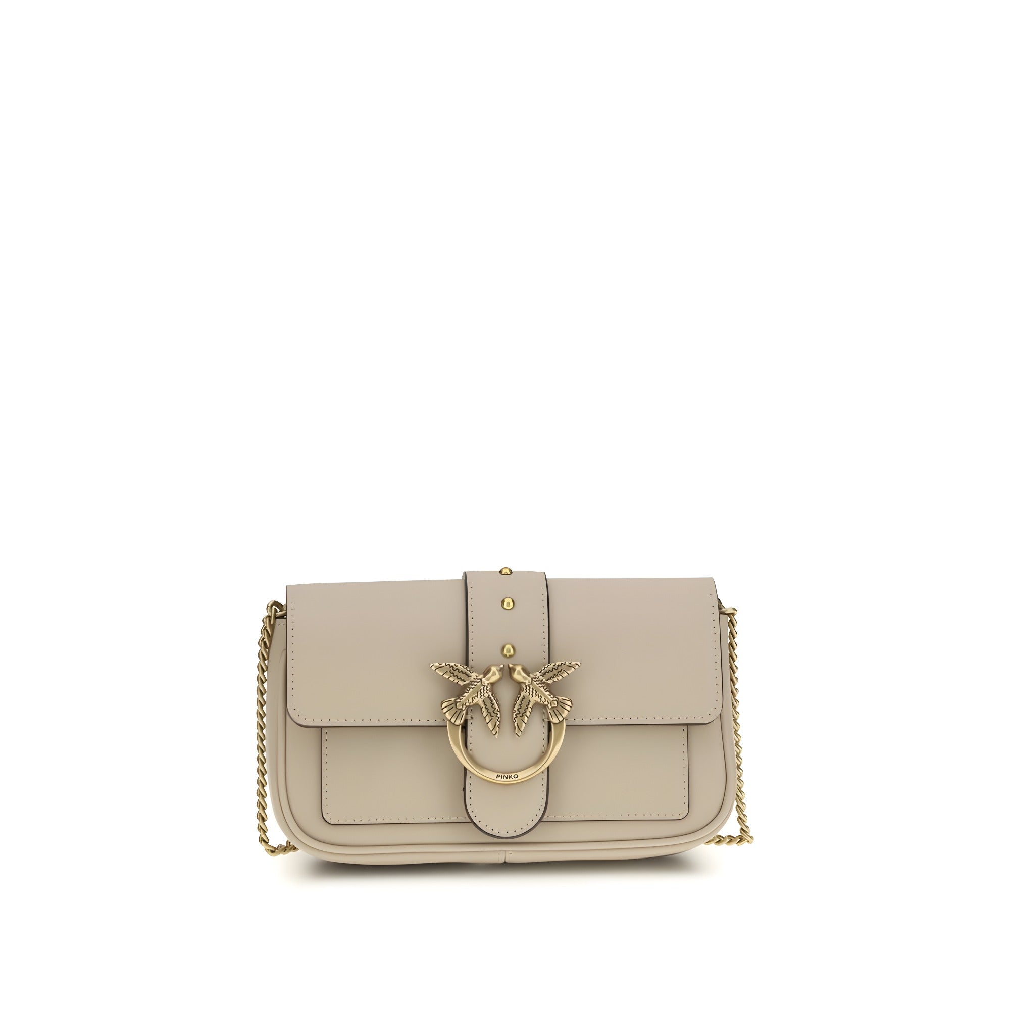 PINKO Beige Calf Leather Shoulder Bag