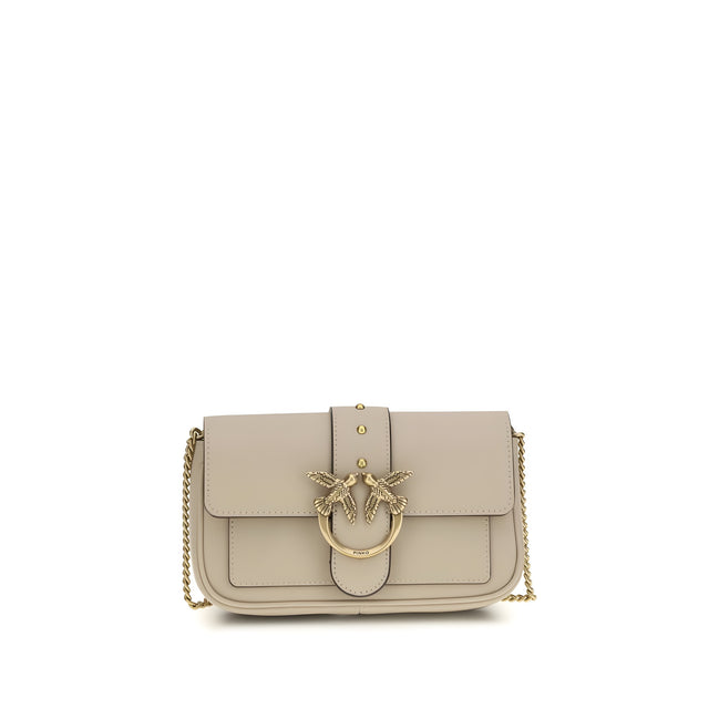 PINKO Beige Calf Leather Shoulder Bag