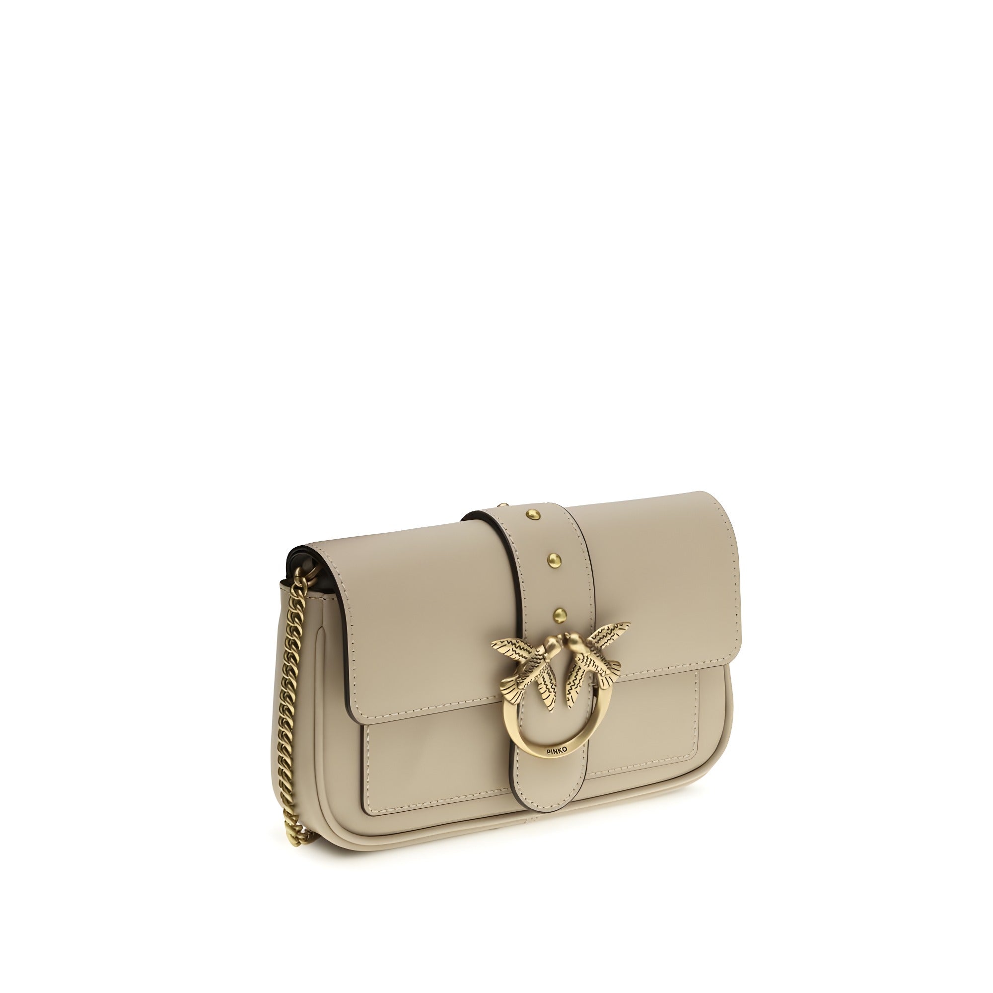 PINKO Beige Calf Leather Shoulder Bag
