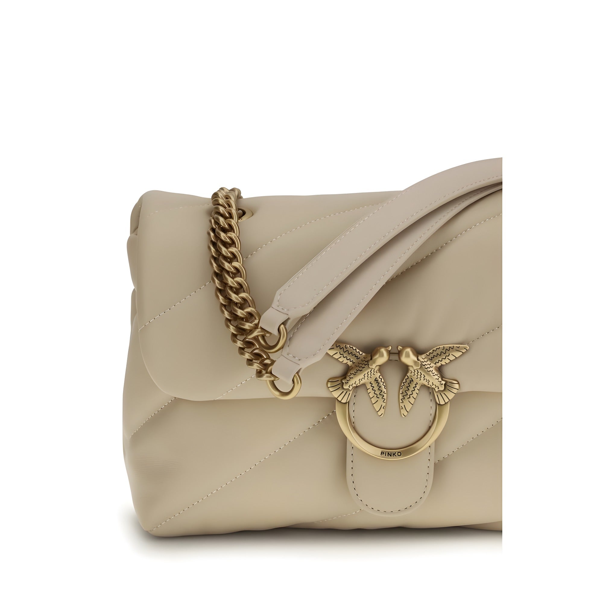 PINKO Beige Calf Leather Shoulder Bag