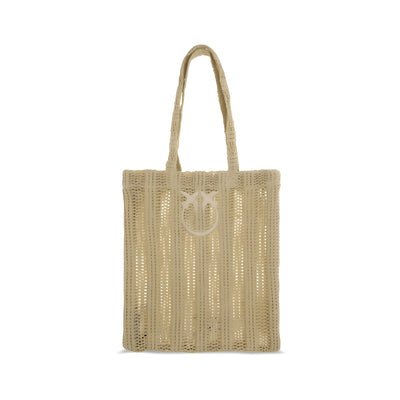 PINKO Beige Easy Tote Raffia Bag