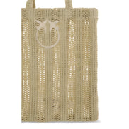PINKO Beige Easy Tote Raffia Bag