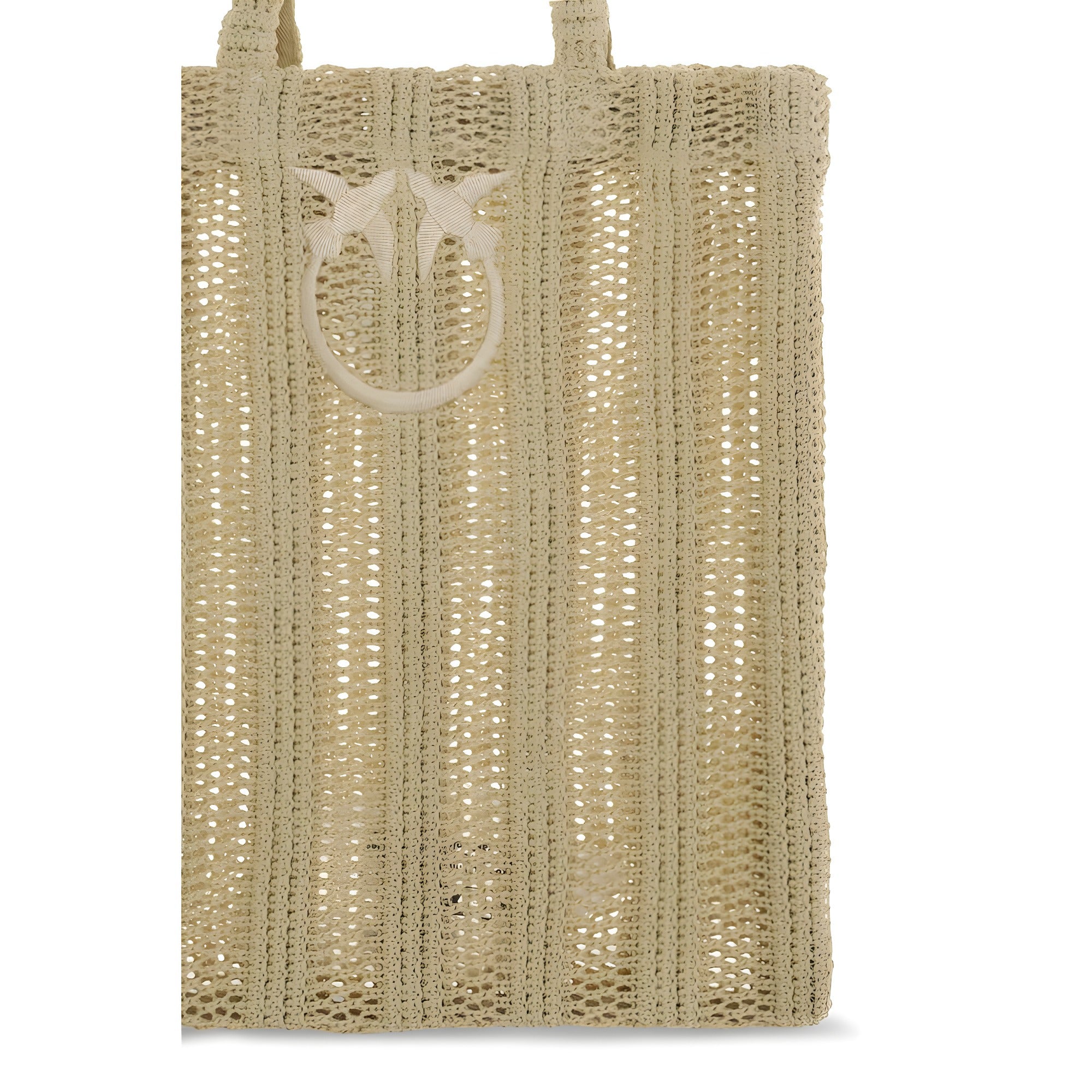 PINKO Beige Easy Tote Raffia Bag